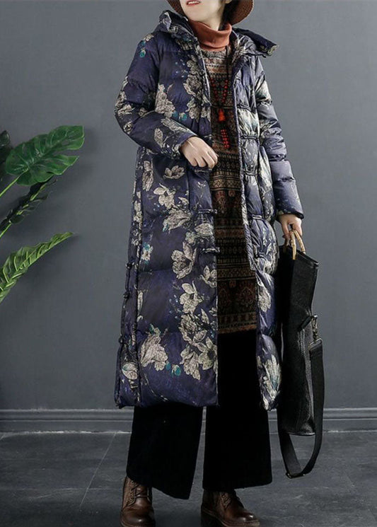 Taillierter Winter-Daunenmantel mit dicken Entendaunentaschen in Lila