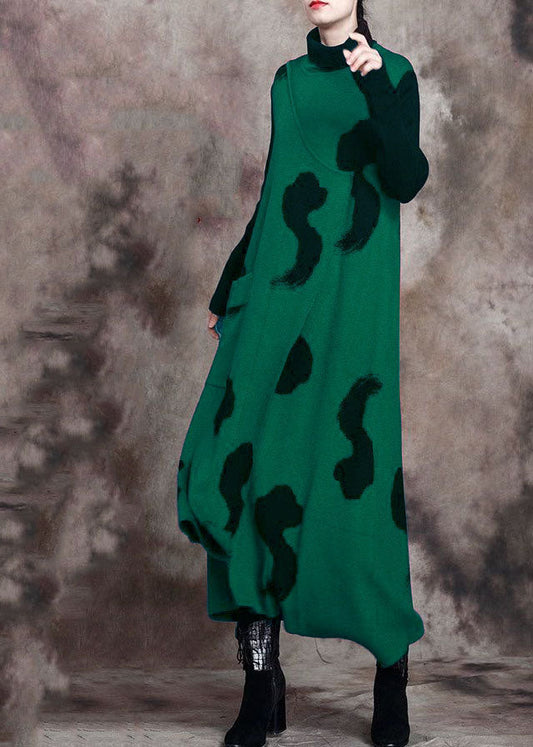 Tailliertes rotes Patchwork-Strickkleid mit asymmetrischem Design und langen Ärmeln für den Herbst