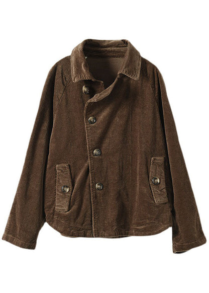 Taillierter, teegrüner PeterPan-Kragen, Patchwork-Herbstmantel mit Knopfleiste