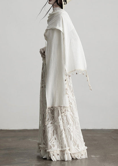 Figurbetonte weiße Quasten-Patchwork-Spitzenröcke für den Frühling