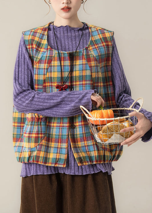 Camiseta de tirantes de algodón a cuadros amarilla de gran tamaño y ajustada para primavera