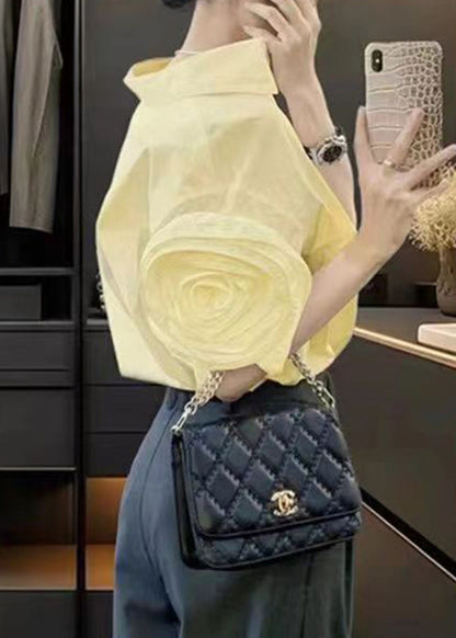 Floral Weiß Peter Pan Kragen Solide Baumwolle Shirts Sommer