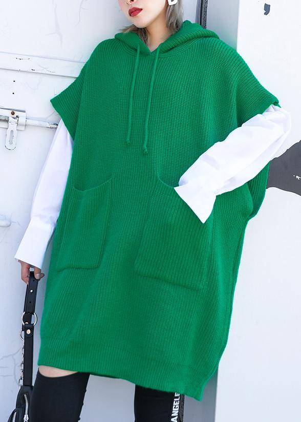 For Spring green sweaters trendy plus size hooded pockets tops - SooLinen