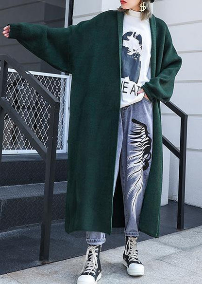 For Spring knit sweat tops fall fashion blackish green sweater coat - SooLinen