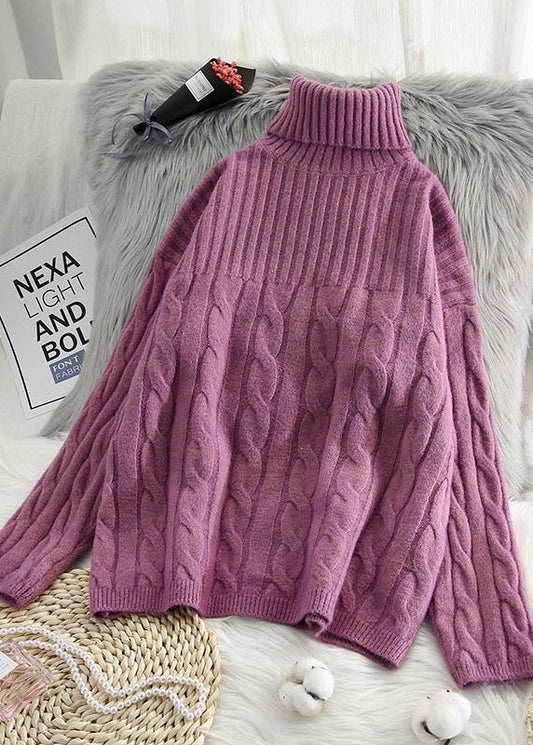 For Work high neck green knitwear plus size wild Blouse - SooLinen