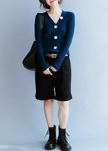 For Work navy top v neck plus size clothing fall knit sweat tops - SooLinen