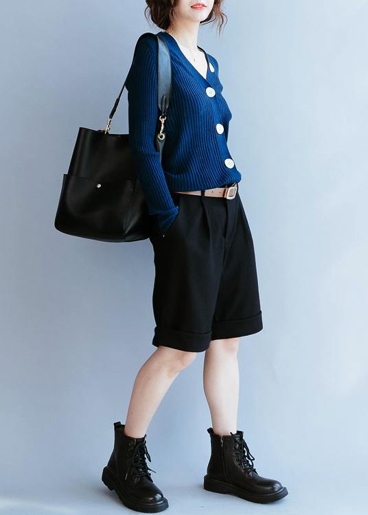 For Work navy top v neck plus size clothing fall knit sweat tops - SooLinen