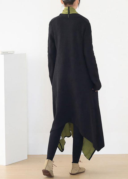 For Work patchwork knit coats Loose fitting v neck wild knit outwear - SooLinen