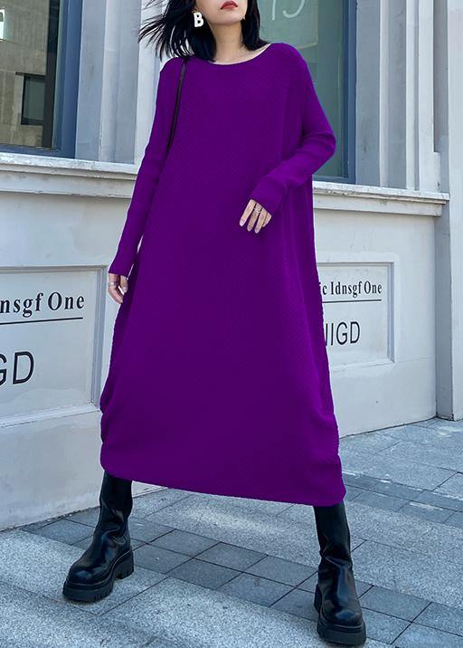 For Work purple Sweater weather Quotes o neck long sleeve Funny fall sweater dresses - SooLinen