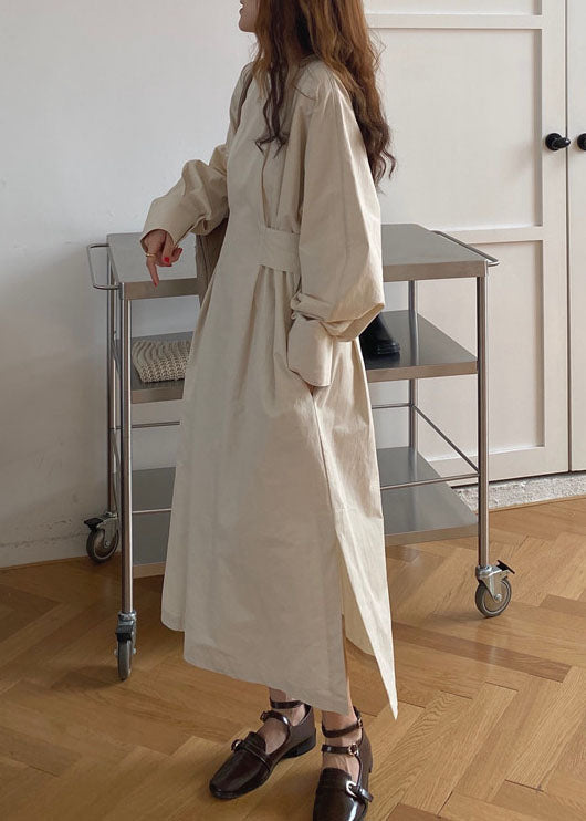 Französisch Apricot Cinched Seite offen Baumwolle Kleider Winter