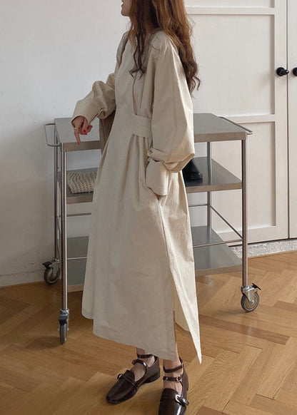 Französisch Apricot Cinched Seite offen Baumwolle Kleider Winter