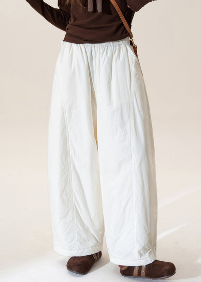 Pantalones de invierno de algodón fino con cintura elástica color albaricoque francés