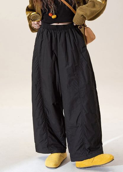 Pantalones de invierno de algodón fino con cintura elástica color albaricoque francés