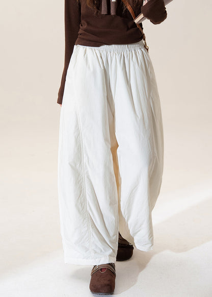 Pantalones de invierno de algodón fino con cintura elástica color albaricoque francés