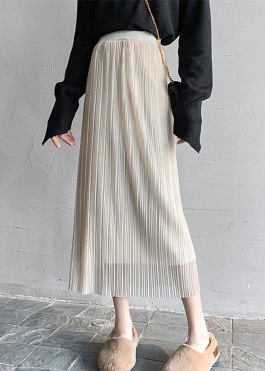 Französischer Aprikosen-Tüll-Strickfaltenrock Frühling