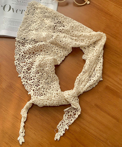 French Beige Hollow Out Flower Triangle Boonie Hat