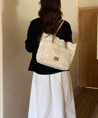 French Beige Large Capacity Lace Shoulder Bags