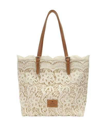 French Beige Large Capacity Lace Shoulder Bags