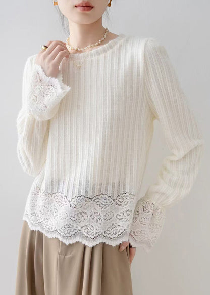 French Beige Oversized Patchwork Warm Fleece Shirt Tops Flare Sleeve
