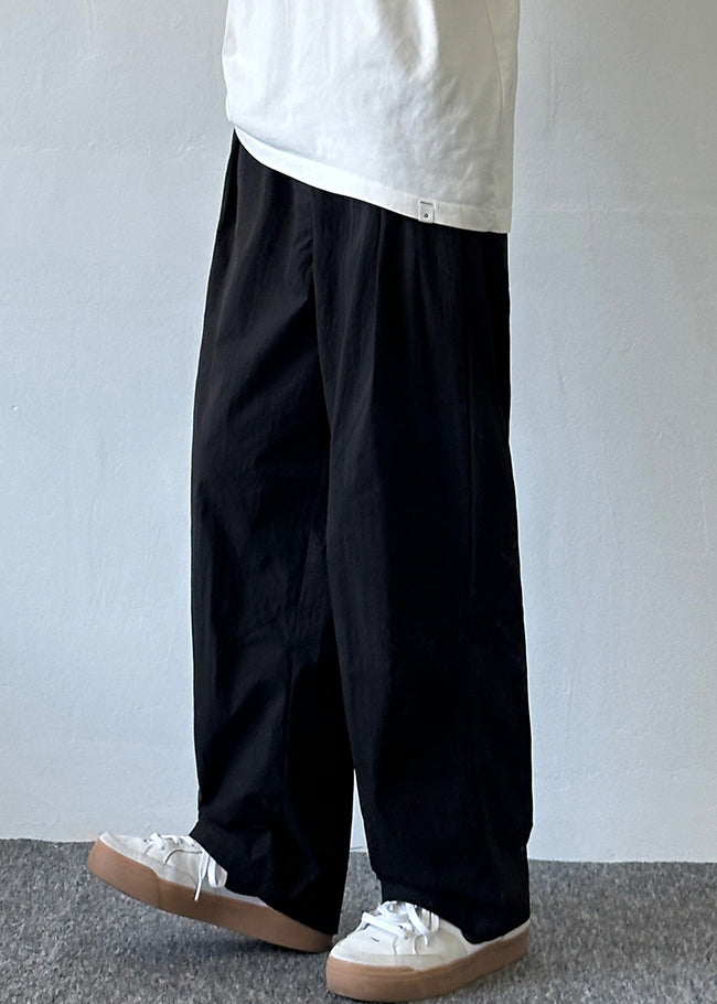 French Beige Pockets Solid Elastic Waist Cotton Mens Pants Summer