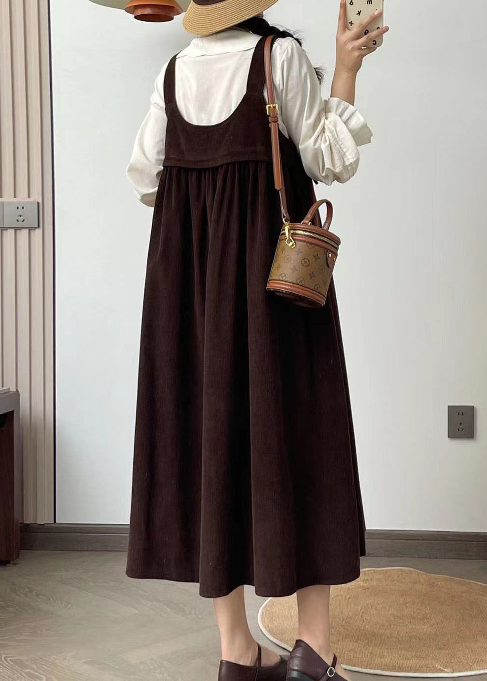 Französische schwarze Schleife Cord Schultergurt Kleider Sommer