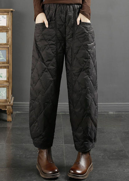 Pantalones harén negros franceses de cintura alta extragrandes con relleno de algodón fino