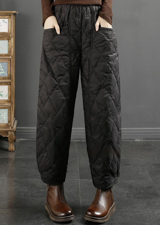 Pantalones harén negros franceses de cintura alta extragrandes con relleno de algodón fino