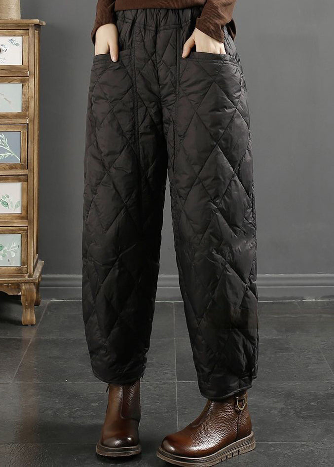 Pantalones harén negros franceses de cintura alta extragrandes con relleno de algodón fino