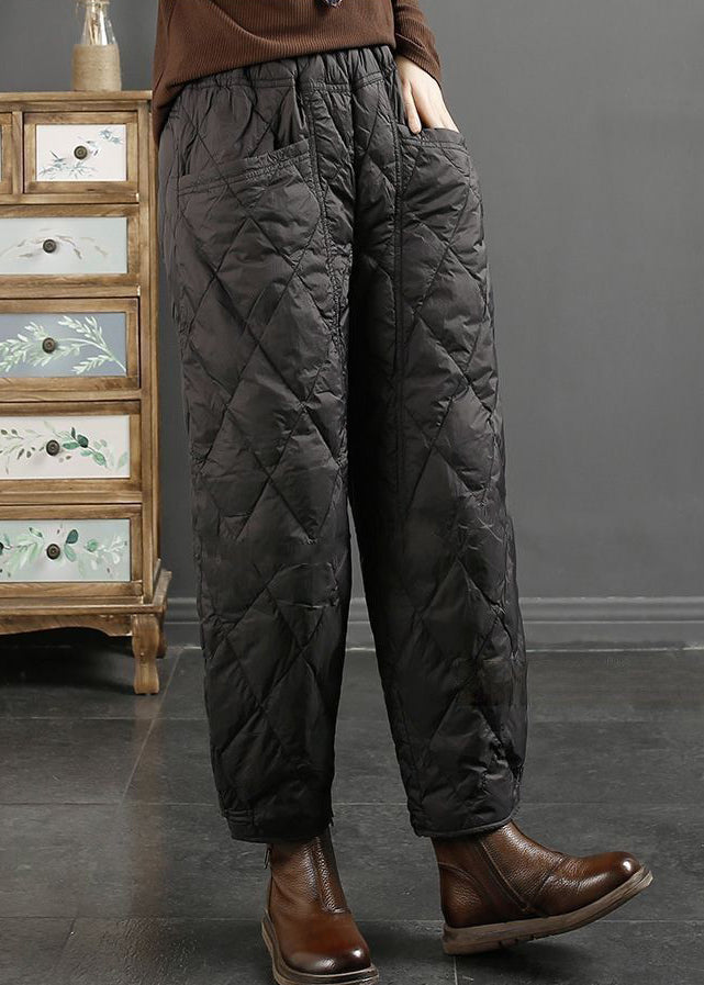 Pantalones harén negros franceses de cintura alta extragrandes con relleno de algodón fino