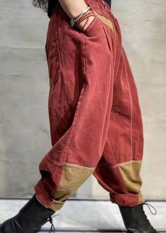 French Black Patchwork Cotton harem pants Spring