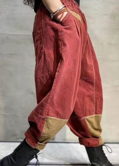 French Black Patchwork Cotton harem pants Spring