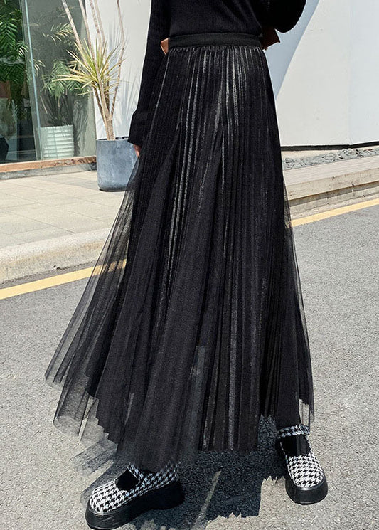 Französische schwarze Patchwork-Tüllröcke Frühling