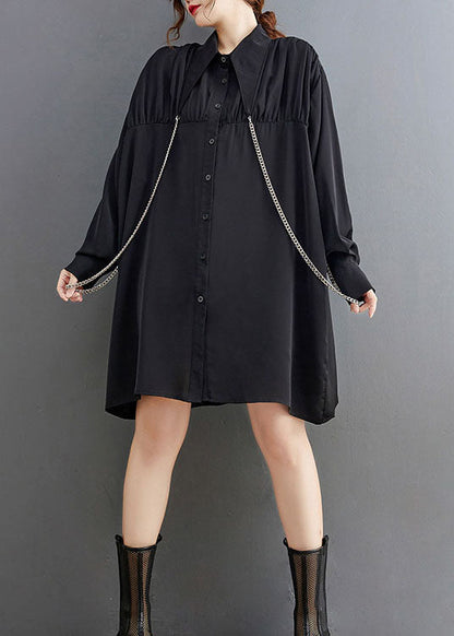 Französische schwarze Peter Pan Kragen Patchwork Shirt Kleider Frühling