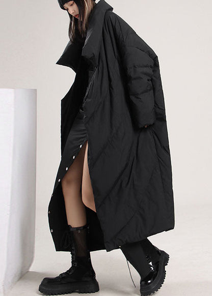 Französische schwarze Taschen lose Entendaunenmantel Winter