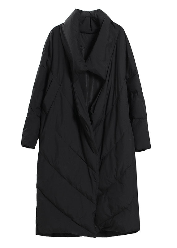 Französische schwarze Taschen lose Entendaunenmantel Winter