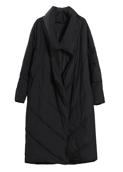 Französische schwarze Taschen lose Entendaunenmantel Winter