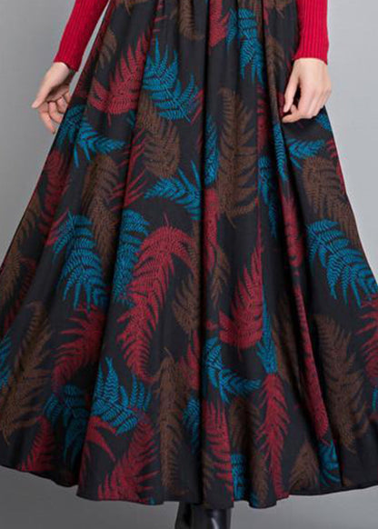 Französischer schwarzer Druckkreis, dicke A-Linie, Herbst-Winter-Röcke