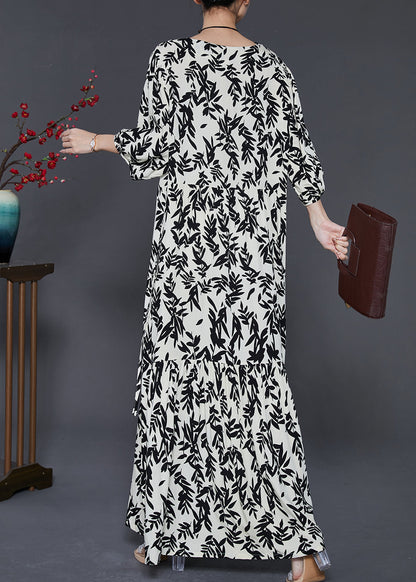 Französisches Urlaubskleid aus Baumwolle mit schwarzem Aufdruck, Sommer