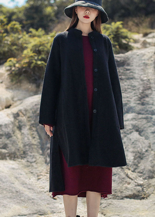 Französischer schwarzer Stehkragen mit niedrigem und hohem Design, Wollmäntel für den Winter