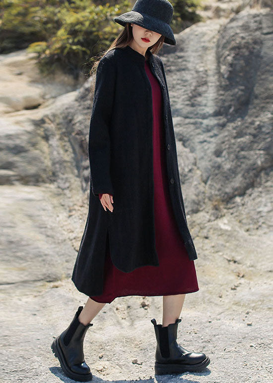 Französischer schwarzer Stehkragen mit niedrigem und hohem Design, Wollmäntel für den Winter