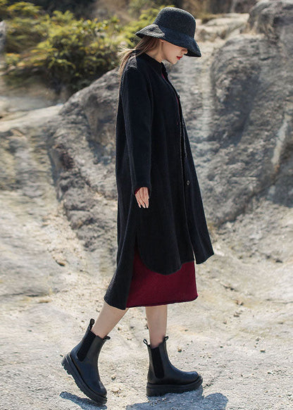 Französischer schwarzer Stehkragen mit niedrigem und hohem Design, Wollmäntel für den Winter