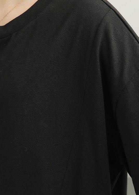 French Black side open Cotton Top Summer - SooLinen