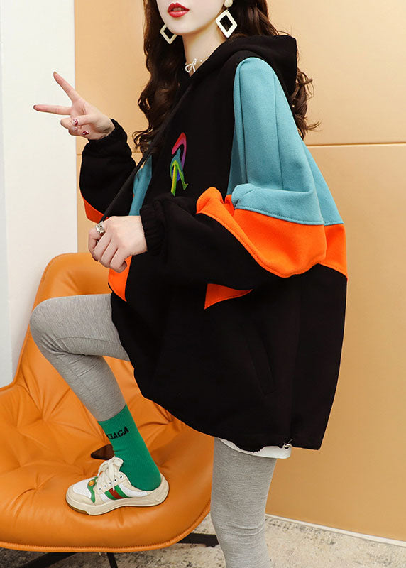 French Blue Kapuzenpullover aus Baumwolle mit Grafik, Winter