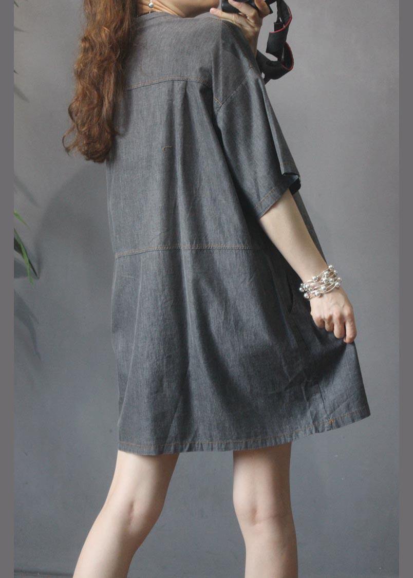 French Blue Oriental Pockets Vacation Dresses Summer - SooLinen