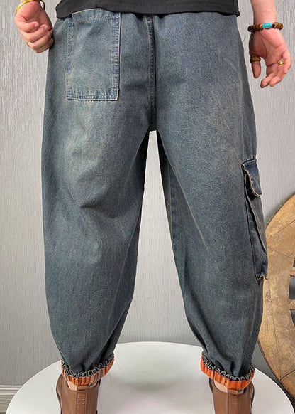 Französisch Blau mode Patchwork denim Hosen Frühling