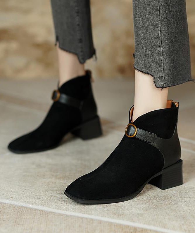 Botas francesas marrones de ante grueso con empalme