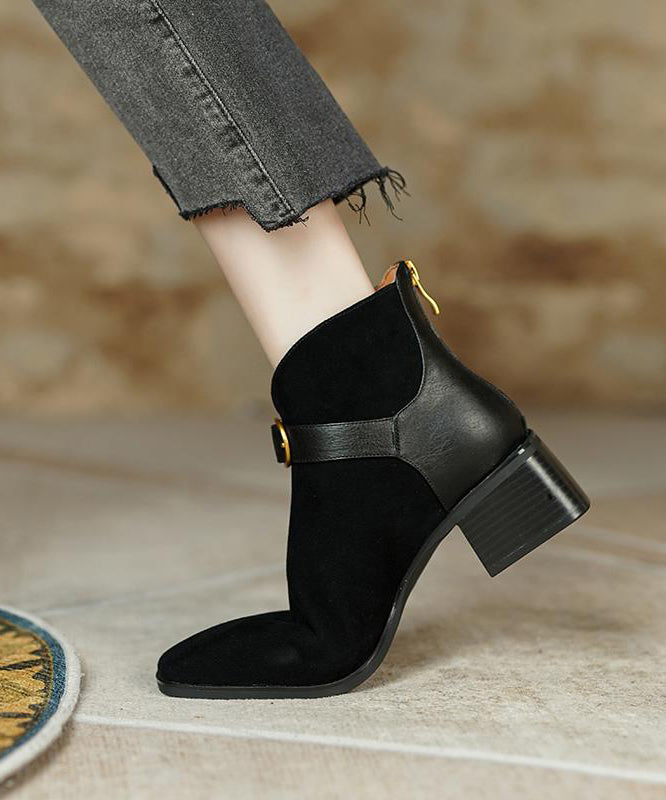 Botas francesas marrones de ante grueso con empalme