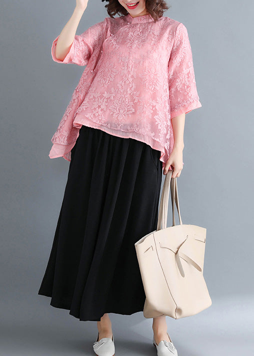 Französische Knopfspitze Kleidung Frauen Inspiration schwarz Plus Size Kleidung Hemd Sommer