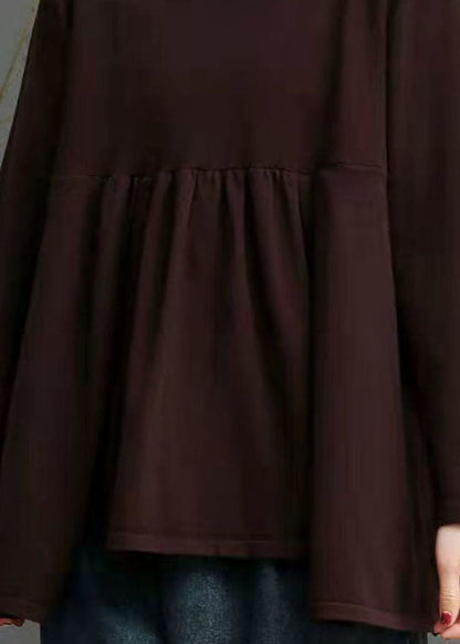 French Chocolate O-Ausschnitt asymmetrisches Design Herbst Strickpullover