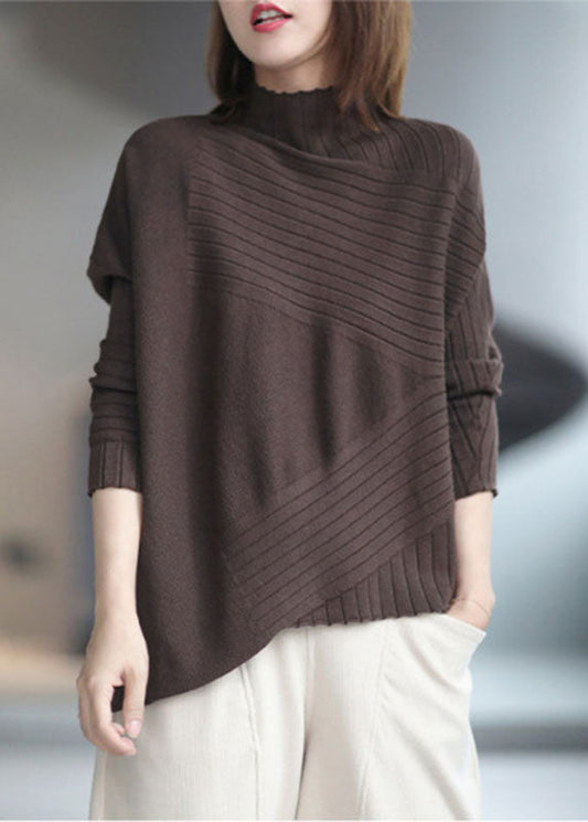 Dicker Herbstpullover mit asymmetrischem Design in French Chocolate